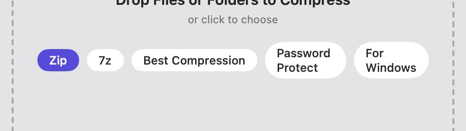 Die Optionen des Komprimierfensters, darunter «Password Protect».