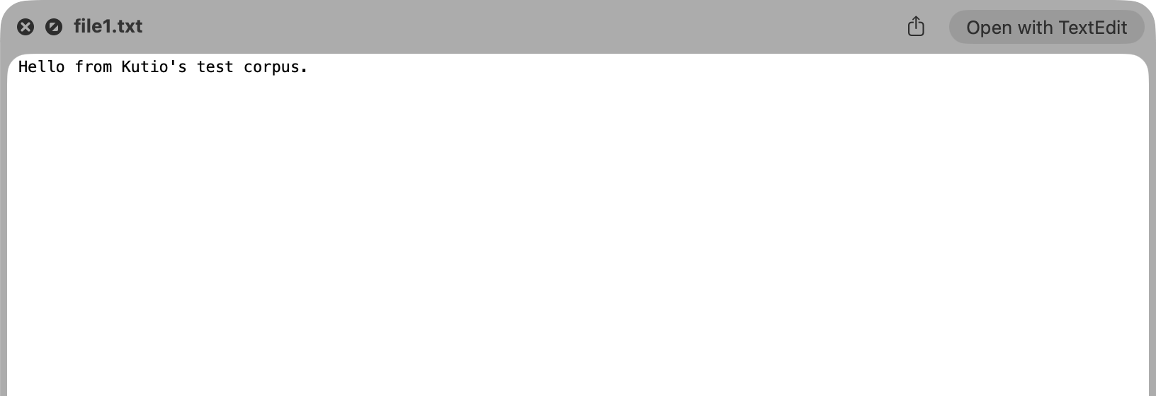 Eine Quick-Look-Vorschau von file1.txt, einer Datei, die noch im Archiv liegt.